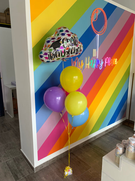 Globo Metálico Foil y 5 Látex