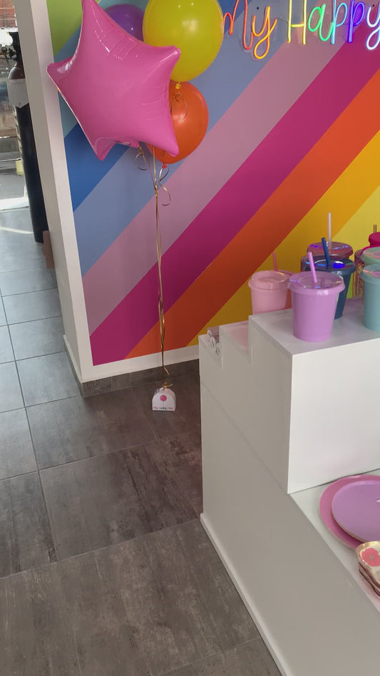 Globo Burbuja 36", 1 Letra, 1 Estrella y 3 Látex